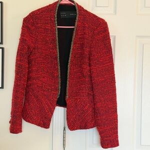 Zara Chic Red Tweed Blazer